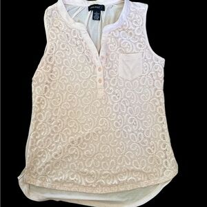 Lace-Embellished Ivory Tank Top